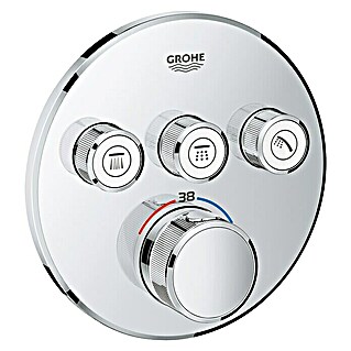 Grohe Grohtherm SmartControl UP-Thermostatarmatur (Mit 3 Absperrventilen, Rund, Chrom, Glänzend)