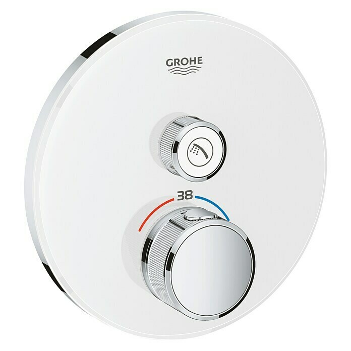 Grohe Grohtherm SmartControl UP-ThermostatarmaturMit 1 Absperrventil, Rund, Moon White, Glänzend Front View