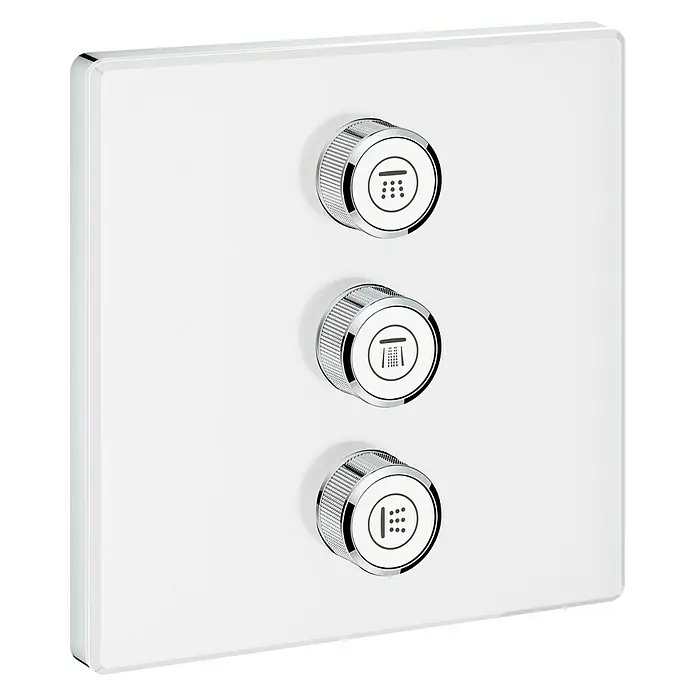 Grohe Grohtherm SmartControl UP-Ventil - Moon White/Chrom, Glänzend, Eckig - Quadratische Duscharmatur mit drei Drehknöpfen zur Steuerung verschiedener Duschfunktionen. Elegantes Design für moderne Badezimmer.