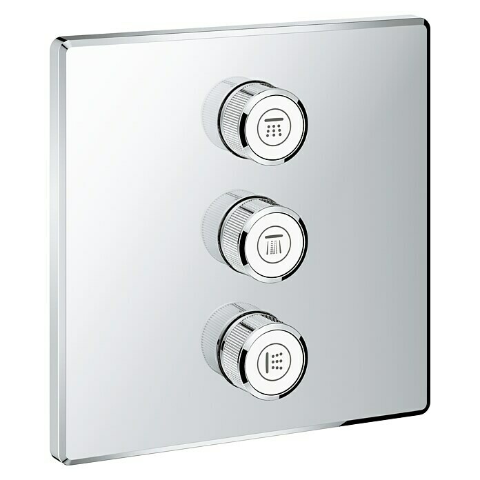 Grohe Grohtherm SmartControl UnterputzventilMit 3 Absperrventilen, Chrom, Eckig Front View