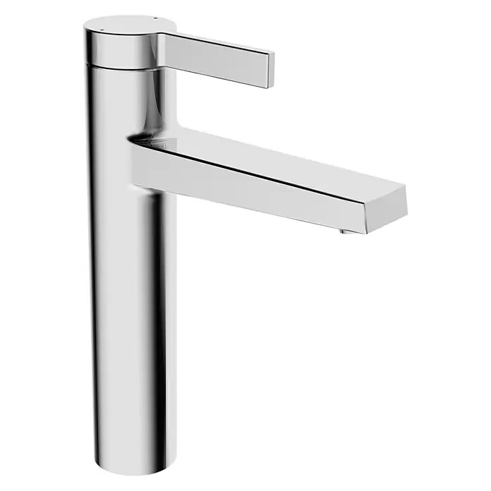 Hansa Loft Waschtischarmatur - Höhe: 24,5 cm, Chrom, Glänzend - Bild einer modernen, hochglanzpolierten Chrom-Armatur mit minimalistischem Design für Badezimmer oder Küche.