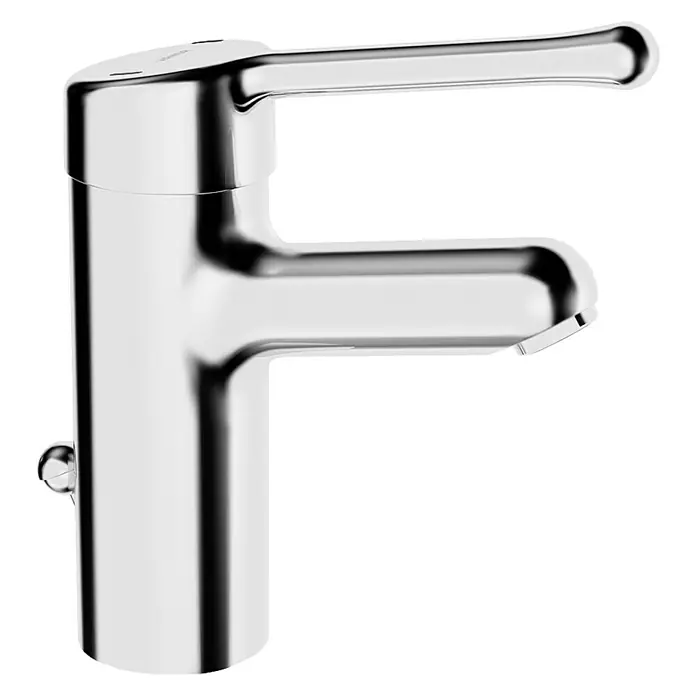 Hansa Medipro Waschtischarmatur L - Mit Zugstange, Chrom, Glänzend - Ein moderner, verchromter Wasserhahn mit Hebel zur einfachen Bedienung. Ideal für Badezimmer oder Küche, glänzendes Design.
