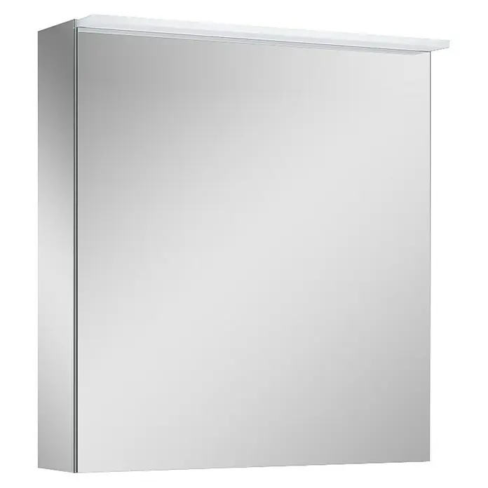 Riva Look LED-Spiegelschrank - B x H: 60,6 x 64,8 cm, Mit Beleuchtung - Spiegelschrank mit weißer Oberseite für das Badezimmer zur Aufbewahrung von Badartikeln und Kosmetikprodukten.