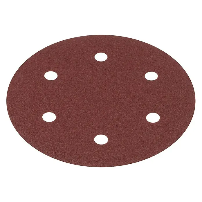 Kreator Set de hojas de lija - Diámetro: 225 mm, Grano: 100 mm, 5 ud. - Disco de lijado con seis agujeros, ideal para el lijado de madera, metal y plástico. Perfecto para usar con lijadoras orbitales aleatorias y taladros de banco.