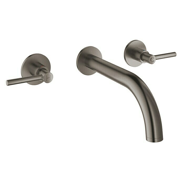 Grohe Atrio Wand-Waschtischarmatur 23-Loch, Hard Graphite, Matt Front View