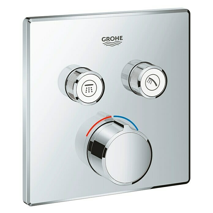 Grohe SmartControl UP-BrausearmaturMit 2 Absperrventilen, Eckig, Chrom, Glänzend Front View