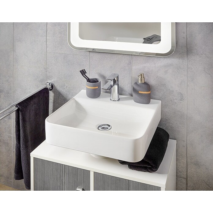 Camargue Umivalno korito Adelaide  (Š x Do: 45 x 40 cm, Brez posebne glazure, Odprtina za armaturo: Sredina, Brez izliva, Bele barve) | 3968 - Handwaschbecken QM | DBBB - Keramik QM | DBB - Keramik | DB - Keramik/Wannen | D - Sanitär | BAUHAUS
