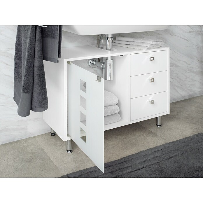 Riva Podumivalniška omara Quadro  (67 x 29,5 x 58,5 cm, Bele barve, Mat) | 3700 - Möbel Gäste WC | DADC - Möbel | DAD - Badausstattung | DA - Badausstattung/Bäderwelt | D - Sanitär | BAUHAUS