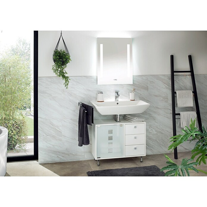 Riva Mueble de lavabo (29,5 x 67 x 58,5 cm, Blanco, Mate)