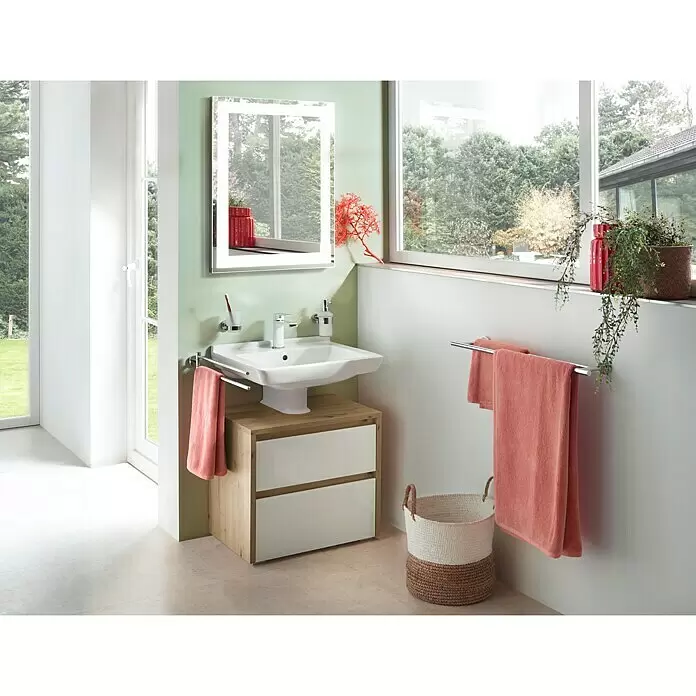 Riva Waschtischunterschrank Glass - 61 x 40 x 58 cm, Eiche Nachbildung, Weiß