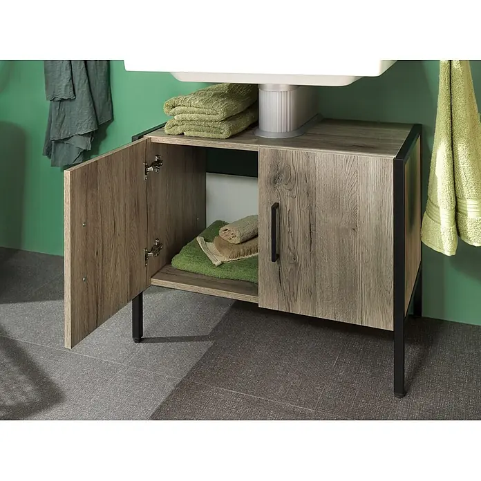 Riva Waschtischunterschrank Metal - 66,2 x 36 x 56 cm, Sanremo Rustico, Matt - Stimmungsaufnahme