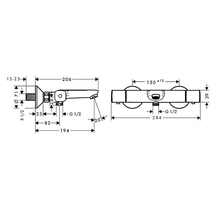 Hansgrohe Wannenthermostat EcostatChrom, Glänzend Unknown