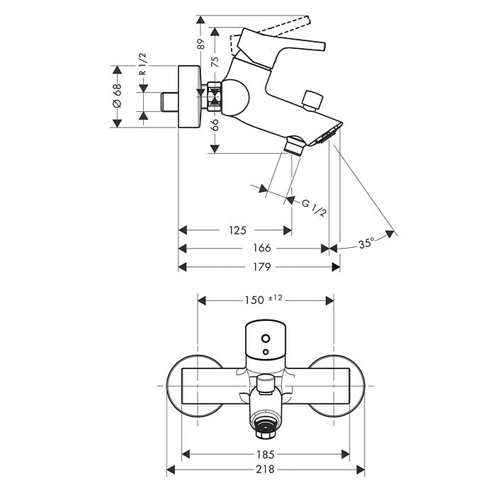 Hansgrohe Badewannenarmatur Talis S (Chrom, Glänzend)