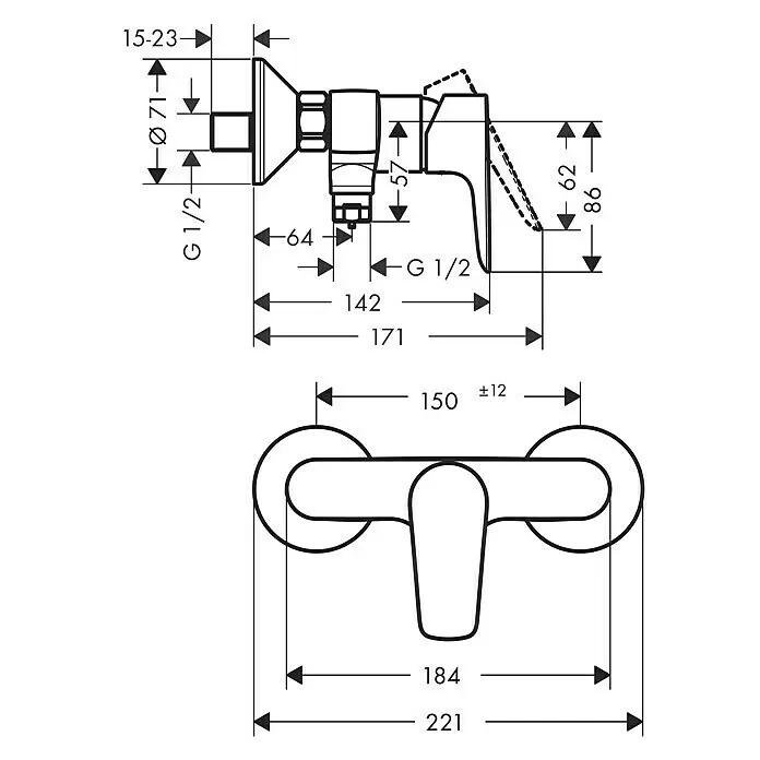 Hansgrohe Brausearmatur Talis E - Chrom, Glänzend