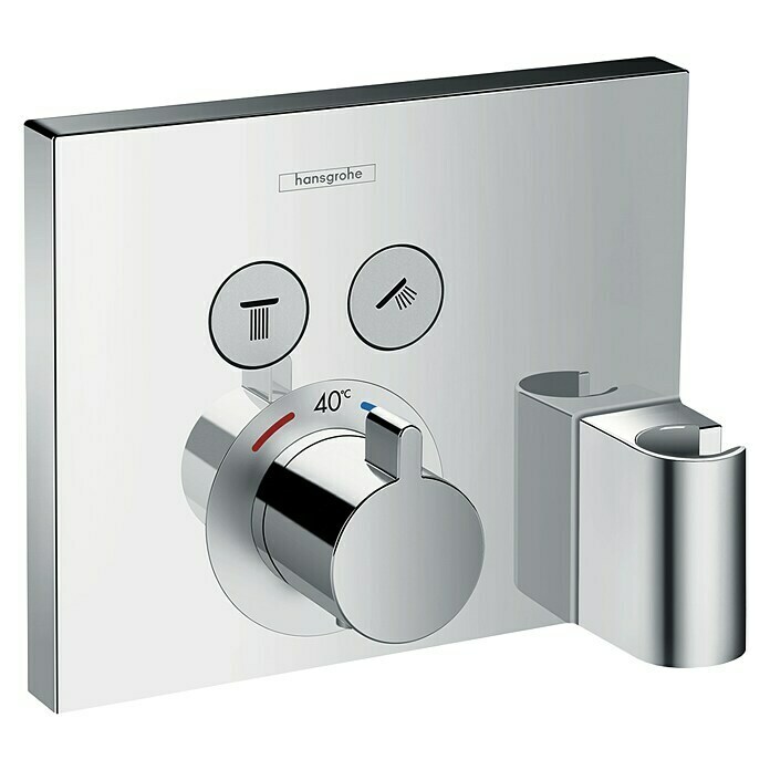 Hansgrohe UP-Thermostatarmatur ShowerSelect mit Fixfit und PortereinheitMit Fixfit & Portereinheit, Chrom, Glänzend Front View