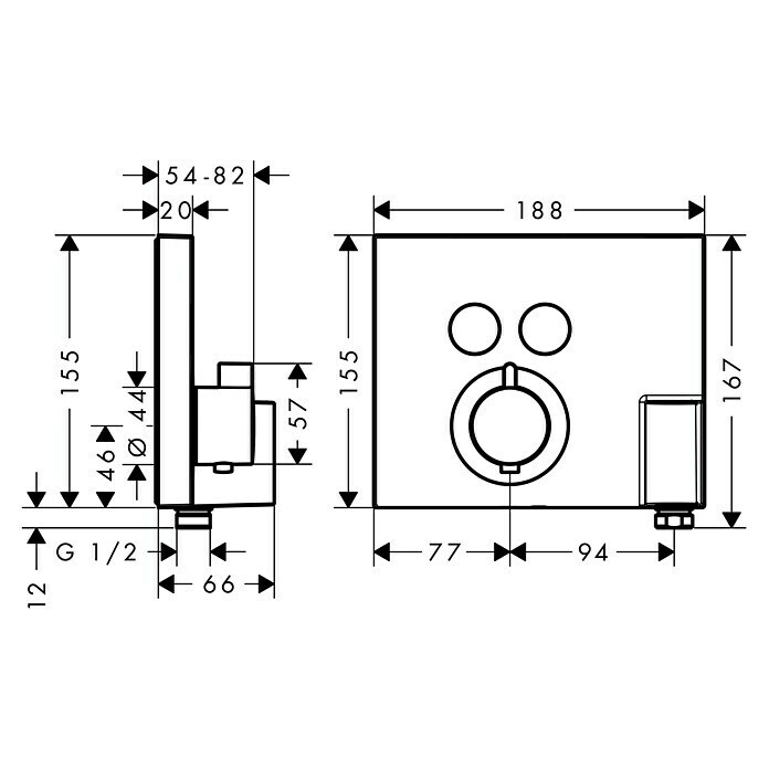 Hansgrohe UP-Thermostatarmatur ShowerSelect mit Fixfit und PortereinheitMit Fixfit & Portereinheit, Chrom, Glänzend Unknown