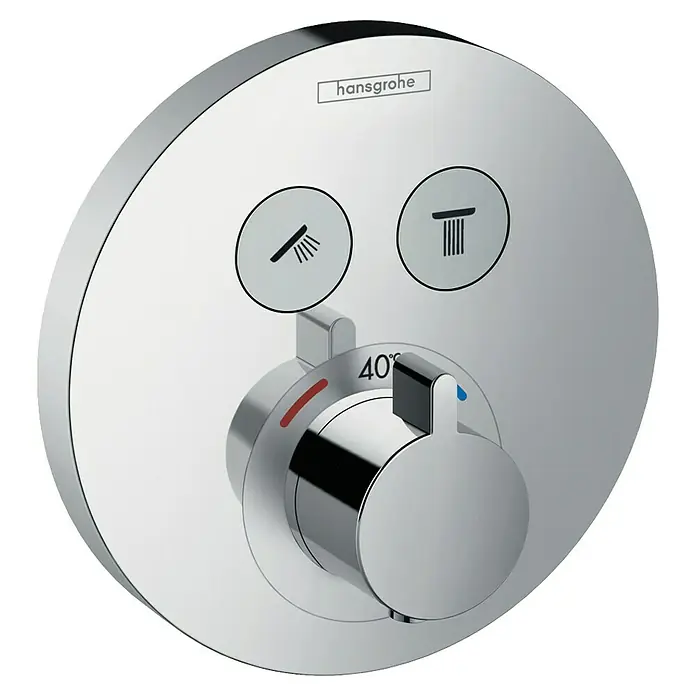 Hansgrohe UP-Thermostatarmatur ShowerSelect S - Rund, Chrom, Glänzend - Hansgrohe Thermostatarmatur mit Temperaturregler und Strahlartumschaltung für Dusche und Bad.