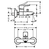 Hansgrohe Badewannenarmatur Metris (Chrom, Glänzend)