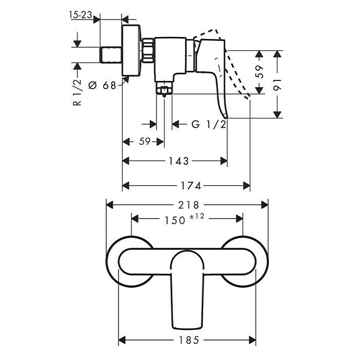 Hansgrohe Brausearmatur Metris (Chrom, Glänzend)