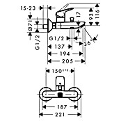 Hansgrohe Badewannenarmatur (Chrom, Glänzend)
