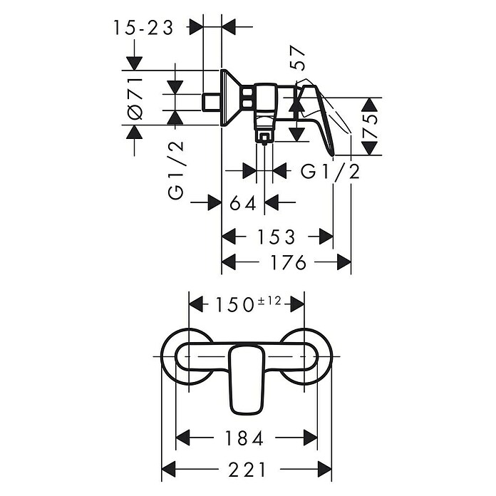 Hansgrohe Brausearmatur (Chrom, Glänzend)