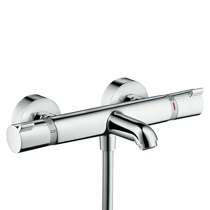 Hansgrohe Ecostat Badewannenarmatur Comfort - Chrom, Glänzend - Bild einer Hansgrohe Aufputz-Duscharmatur mit Thermostat in glänzendem Chrom für ein modernes Badezimmerdesign.