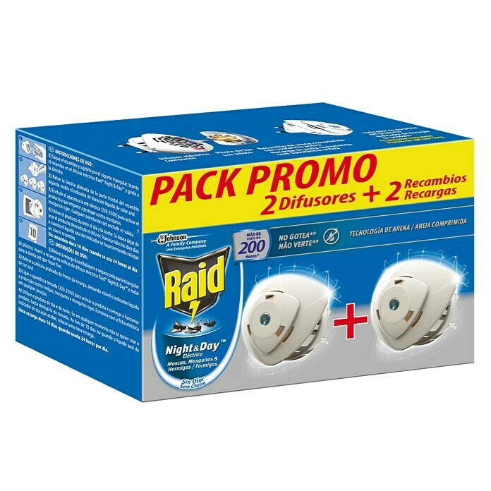 Raid Producto anti-insectos eléctrico líquido Night&Day pack (2 uds.)