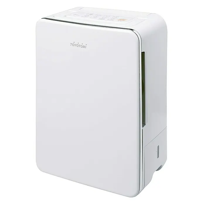 Toyotomi Deshumidificador eléctrico desecante TD-ZB80 - 620 W, Potencia de deshumidificación: 8 l/día, L x An x Al: 24 x 35 x 50,6 cm, Blanco - Deshumidificador blanco Toyotomi con bordes redondeados y detalles plateados para mejorar la calidad del aire.