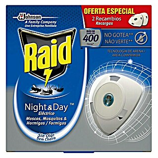 Raid Producto anti-insectos eléctrico líquido Night&Day 2 recambios (2 ud.)