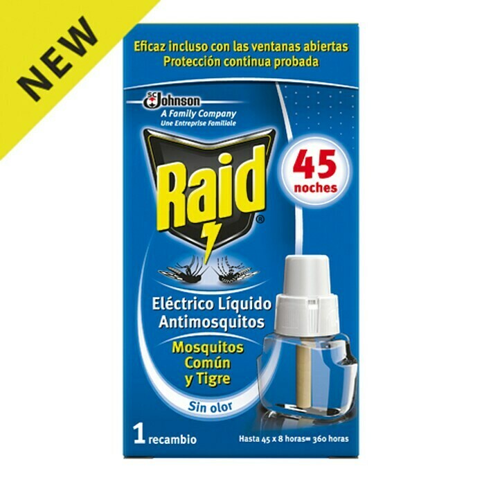 Raid Producto anti-insectos eléctrico líquido REC recambio (Blanco, 1 x recambio)
