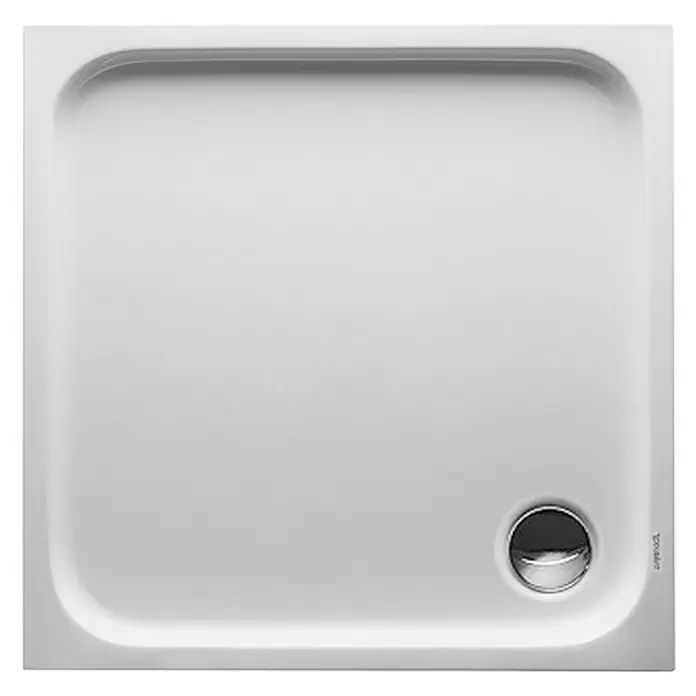 Duravit D-Code Duschwanne - L x B: 80 x 80 cm, Kunststoff, Weiß, Ohne Antirutsch-Oberfläche, Quadratisch - Quadratische, weiße Duschwanne mit abgerundeten Ecken und einem runden Abfluss in der Ecke für moderne Badezimmer.