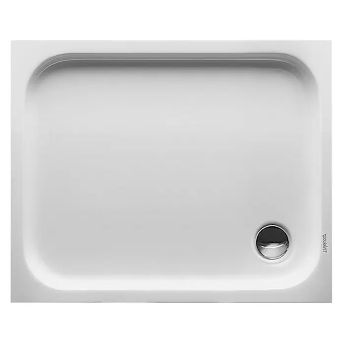 Duravit D-Code Duschwanne - L x B: 100 x 80 cm, Kunststoff, Weiß, Ohne Antirutsch-Oberfläche, Rechteckig - Rechteckige Duravit Duschwanne in Weiß mit einem runden Abfluss, ideal für moderne Badezimmer.