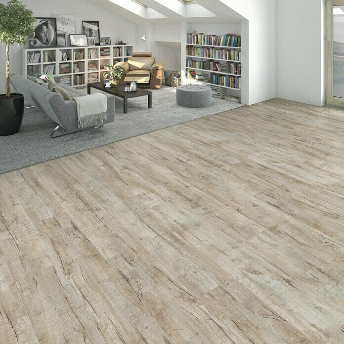 Living by Haro Designboden HydroStar XL Eiche Ferrara weiß (1.800 x 235 x 8 mm, Landhausdiele)