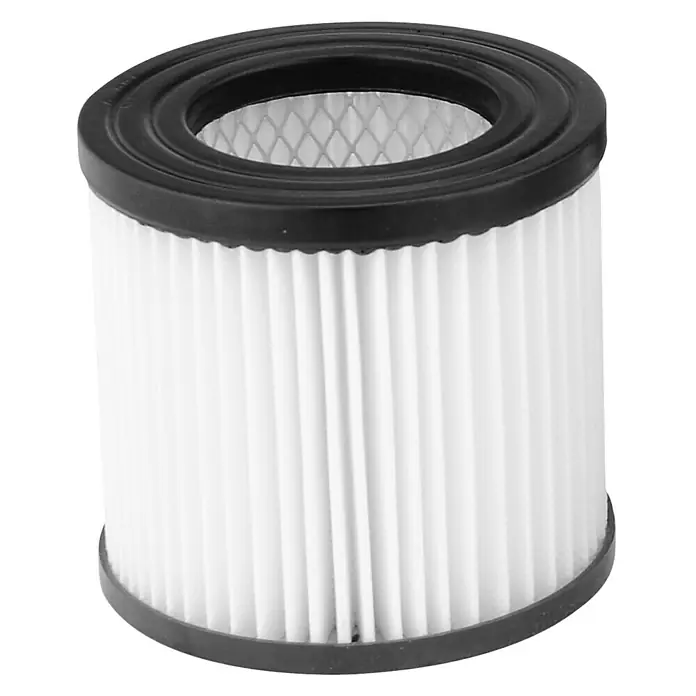 Scheppach HEPA-Filter - Passend für: Scheppach Nass-Trockensauger NTS30 - Hier ist ein zylindrischer Staubsaugerfilter mit schwarzem Rand und weißen Filterlamellen. Ideal für eine saubere und effiziente Reinigung.