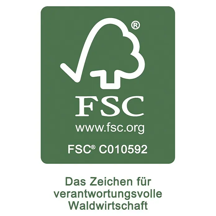 Wagner System Pflanzenroller Classic Soft - Quadratisch, Buche, Max. Belastung: 100 kg - FSC-Siegel für nachhaltige Forstwirtschaft: Baum-Logo, Website-Adresse und Zertifizierungsnummer.