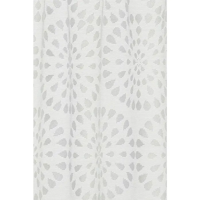 Elbersdrucke Bistrogardine Circolo - B x H: 160 x 45 cm, 100 % Polyester, Grafisch, Weiß - Nahaufnahme von weißem Netzstoff mit stilvollem Muster. Das Gewebe zeigt ein filigranes Design, perfekt für leichte Vorhänge oder dekorative Elemente.