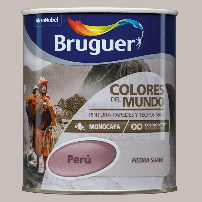 Bruguer Colores del Mundo Pintura para paredes Perú piedra suave (750 ml, Mate)
