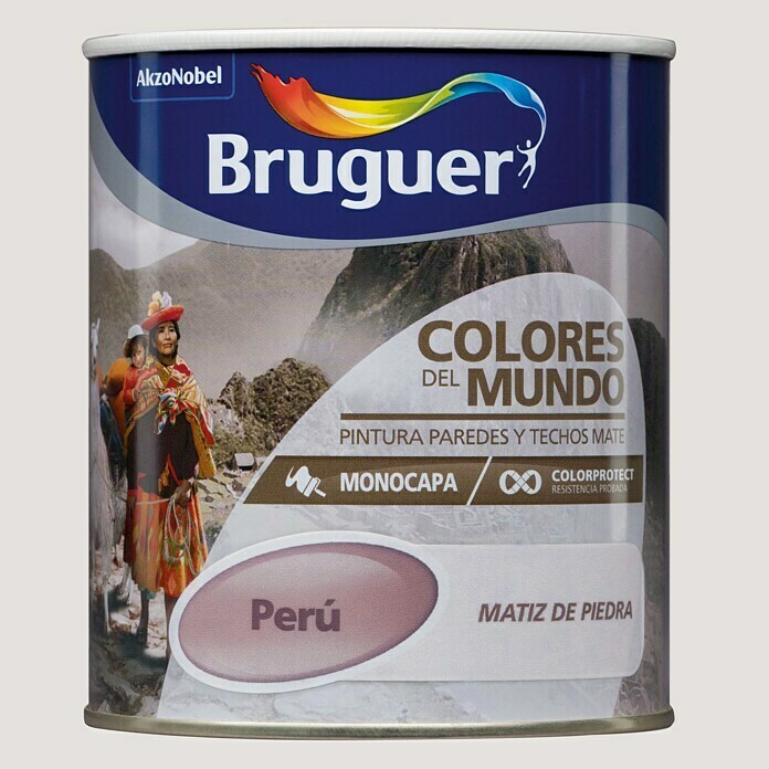 Bruguer Colores del Mundo Pintura para paredes Perú matiz de piedra (750 ml, Mate)