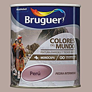Bruguer Colores del Mundo Pintura para paredes (Perú piedra intermedio, 750 ml, Mate)