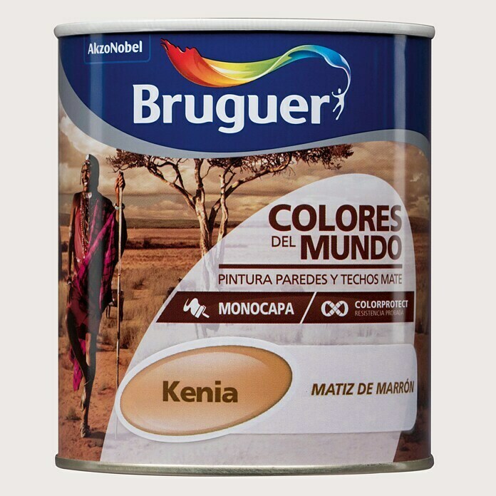 Bruguer Colores del Mundo Pintura para paredes Kenia matiz de marrón (750 ml, Mate)