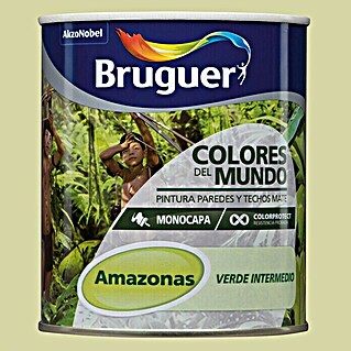 Bruguer Colores del Mundo Pintura para paredes (Amazonas verde intermedio, 750 ml, Mate)
