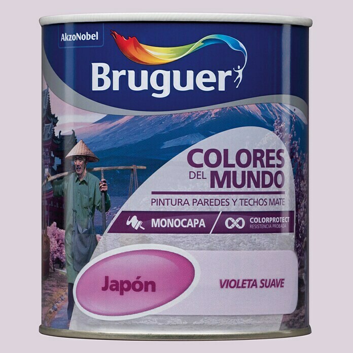 Bruguer Colores del Mundo Pintura para paredes Japón violeta suave (750 ml, Mate)
