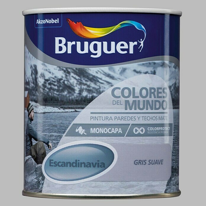 Bruguer Colores del Mundo Pintura para paredes Escandinavia gris suave (750 ml, Mate)
