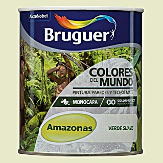 Bruguer Colores del Mundo Pintura para paredes (Amazonas verde suave, 750 ml, Mate)