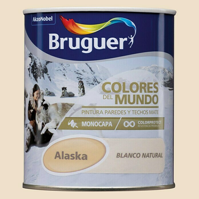 Bruguer Colores del Mundo Pintura para paredes Alaska blanco natural (750 ml, Mate)