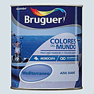 Bruguer Colores del Mundo Pintura para paredes (Mediterráneo azul suave, 750 ml, Mate)