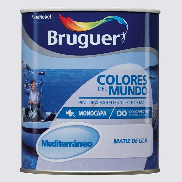 Bruguer Colores del Mundo Pintura para paredes Mediterráneo matiz de lila (750 ml, Mate)