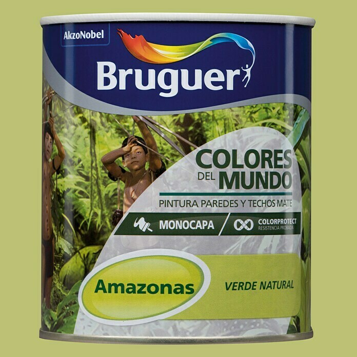 Bruguer Colores del Mundo Pintura para paredes Amazonas verde natural (750 ml, Mate)