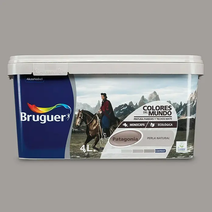 Bruguer Colores del Mundo Pintura para paredes - Patagonia perla natural, Mate, 4 l - Bote de pintura Bruguer "Colores del Mundo Patagonia Perla Natural", pintura mate para paredes y techos, ecológica y con alta cobertura.