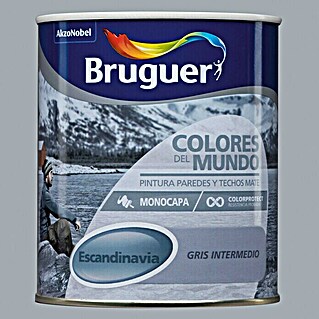 Bruguer Colores del Mundo Pintura para paredes (Escandinavia gris intermedio, 750 ml, Mate)